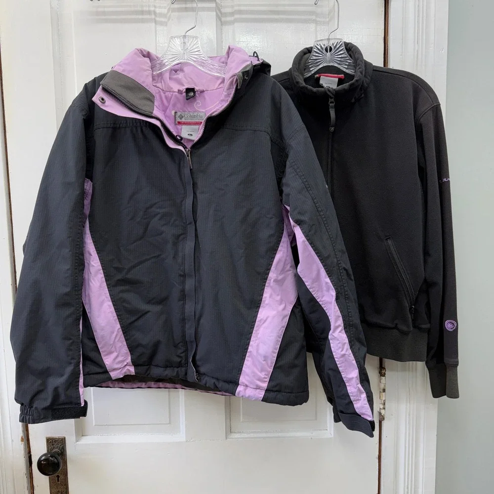 Columbia Convert 3 in‎ 1 Womens Large Winter Ski Snowboard Coat Black Lavender